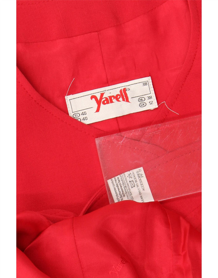 YARELL Womens 3 Button Blazer Jacket UK 12 Medium Red Polyester Vintage Yarell and Second-Hand Yarell from Messina Hembry 