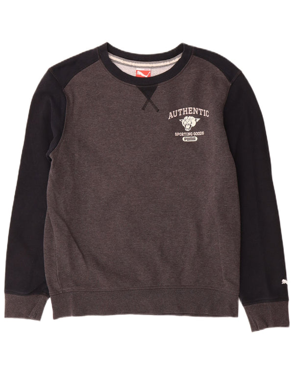 Puma Mens Graphic Sweatshirt Jumper Small Grey Colourblock Cotton