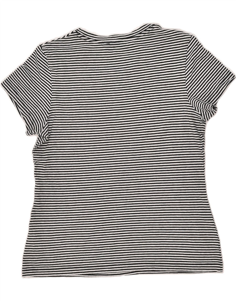 CALVIN KLEIN Womens T-Shirt Top UK 12 Medium Black Striped Cotton | Vintage Calvin Klein | Thrift | Second-Hand Calvin Klein | Used Clothing | Messina Hembry 