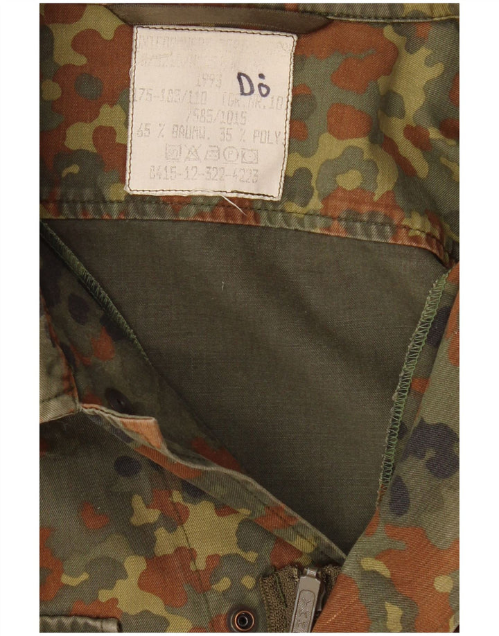 Vintage Mens Military Jacket UK 38 Medium Khaki Camouflage Cotton
