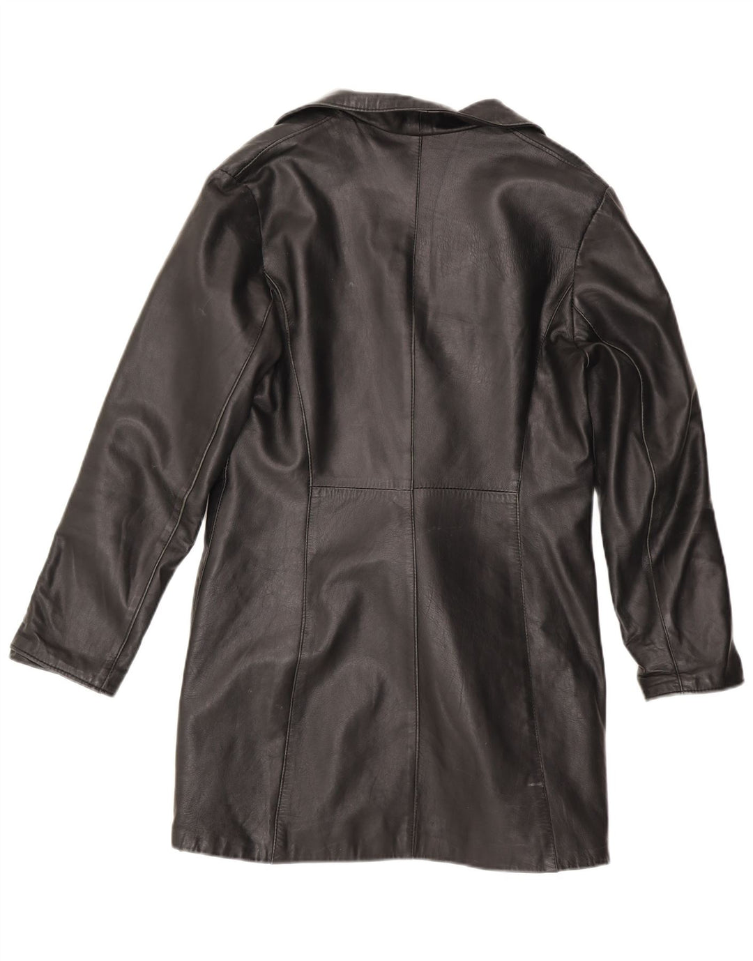 Vintage Womens Leather Coat IT 46 Large Black Leather
