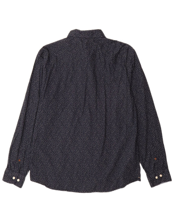 Jack & Jones Mens Shirt XL Navy Blue Spotted Cotton