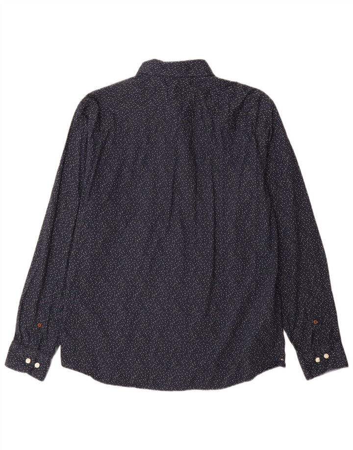 Jack & Jones Mens Shirt XL Navy Blue Spotted Cotton