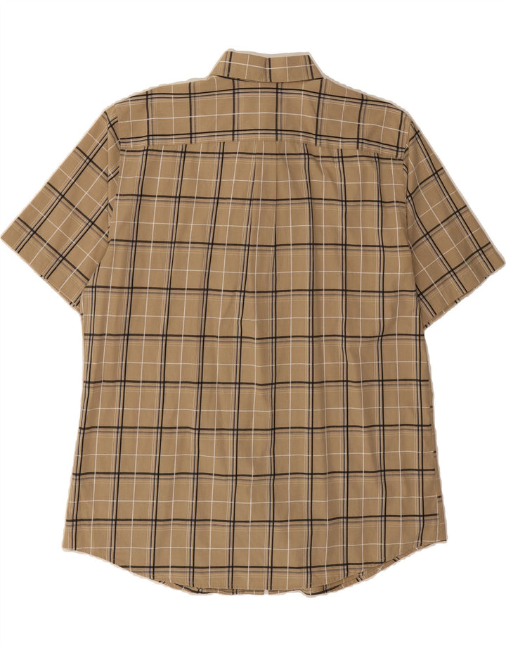 DOCKERS Mens Short Sleeve Shirt Size 16 1/2 Large Beige Check Cotton Vintage Dockers and Second-Hand Dockers from Messina Hembry 