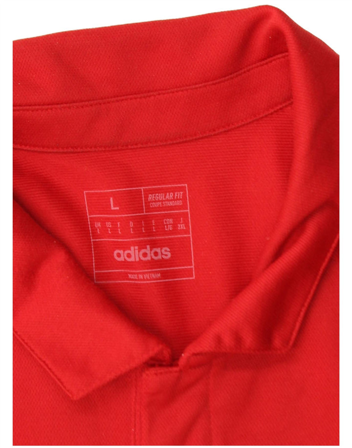 ADIDAS Mens Regular Fit Polo Shirt Large Red Polyester