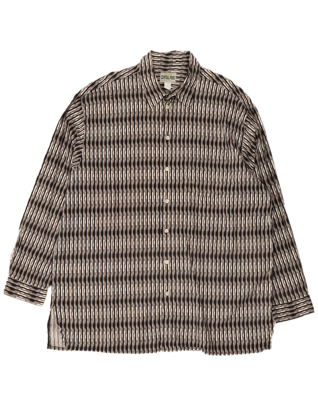 VINTAGE Mens Shirt Size 43/44 16 Large Grey Geometric Cotton