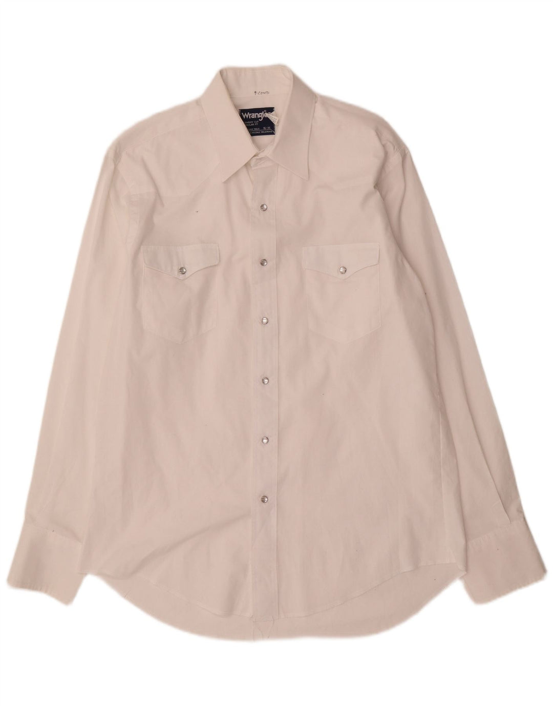 Wrangler Mens Tall Shirt Size 16 Large White Polyester