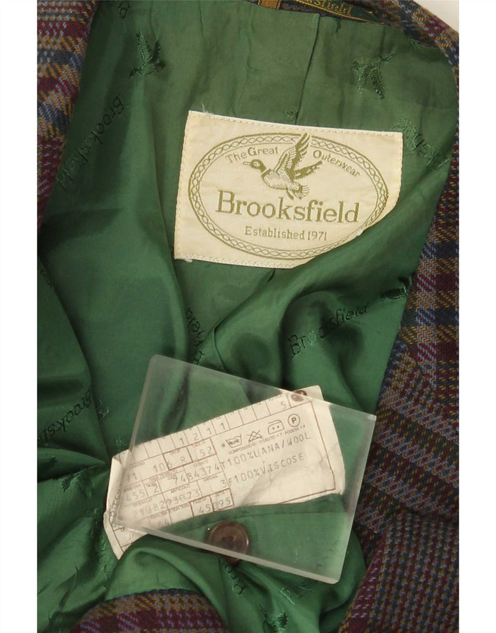 Brooksfield Mens 2 Button Blazer Jacket IT 52 XL Brown Plaid Wool