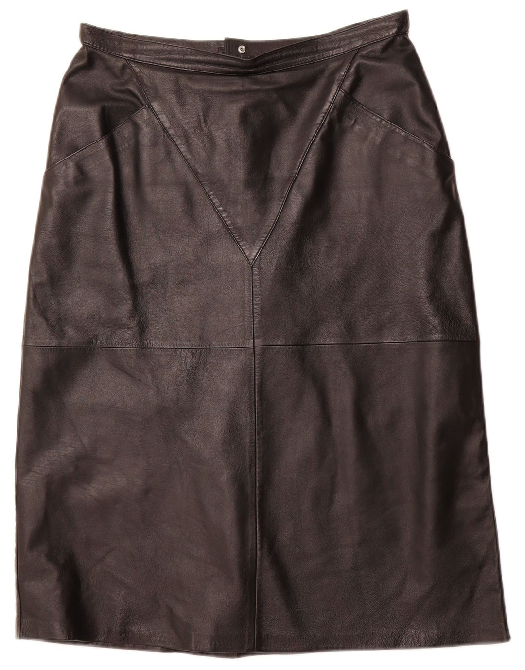 VINTAGE Womens Leather Skirt IT 44 Medium W32  Black