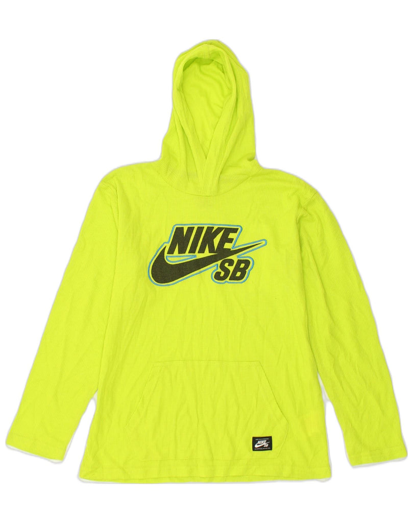 NIKE Boys Graphic Hoodie Jumper 10-11 Years Medium Green Polyester | Vintage Nike | Thrift | Second-Hand Nike | Used Clothing | Messina Hembry 