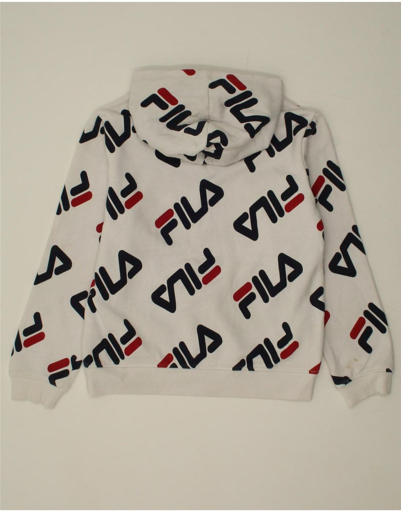 FILA Boys Graphic Hoodie Jumper 14-15 Years XL White Cotton Vintage Fila and Second-Hand Fila from Messina Hembry 