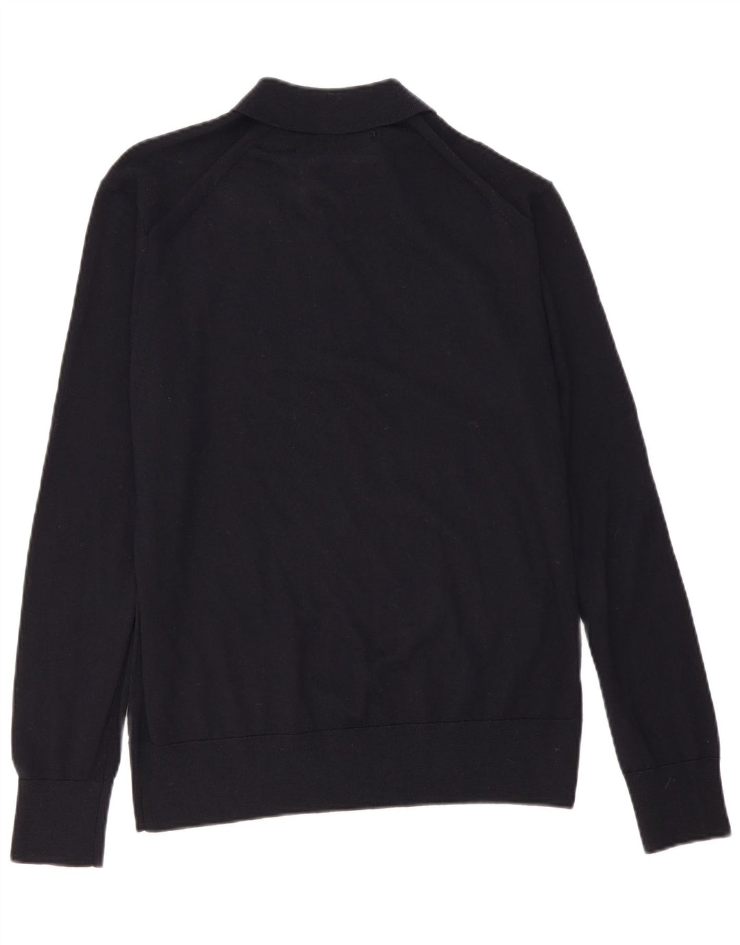Vintage Mens Polo Neck Jumper Sweater Medium Navy Blue Merino Wool