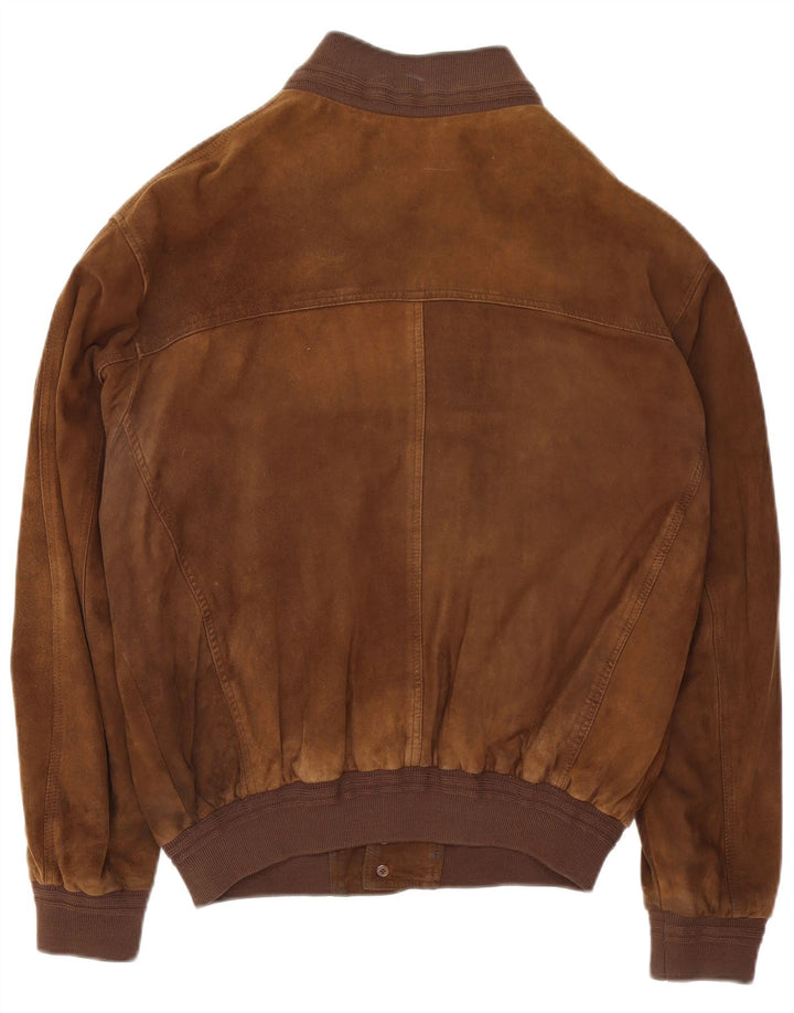 ROBERTO CAPUCCI Mens Suede Bomber Jacket IT 52 XL Brown Leather