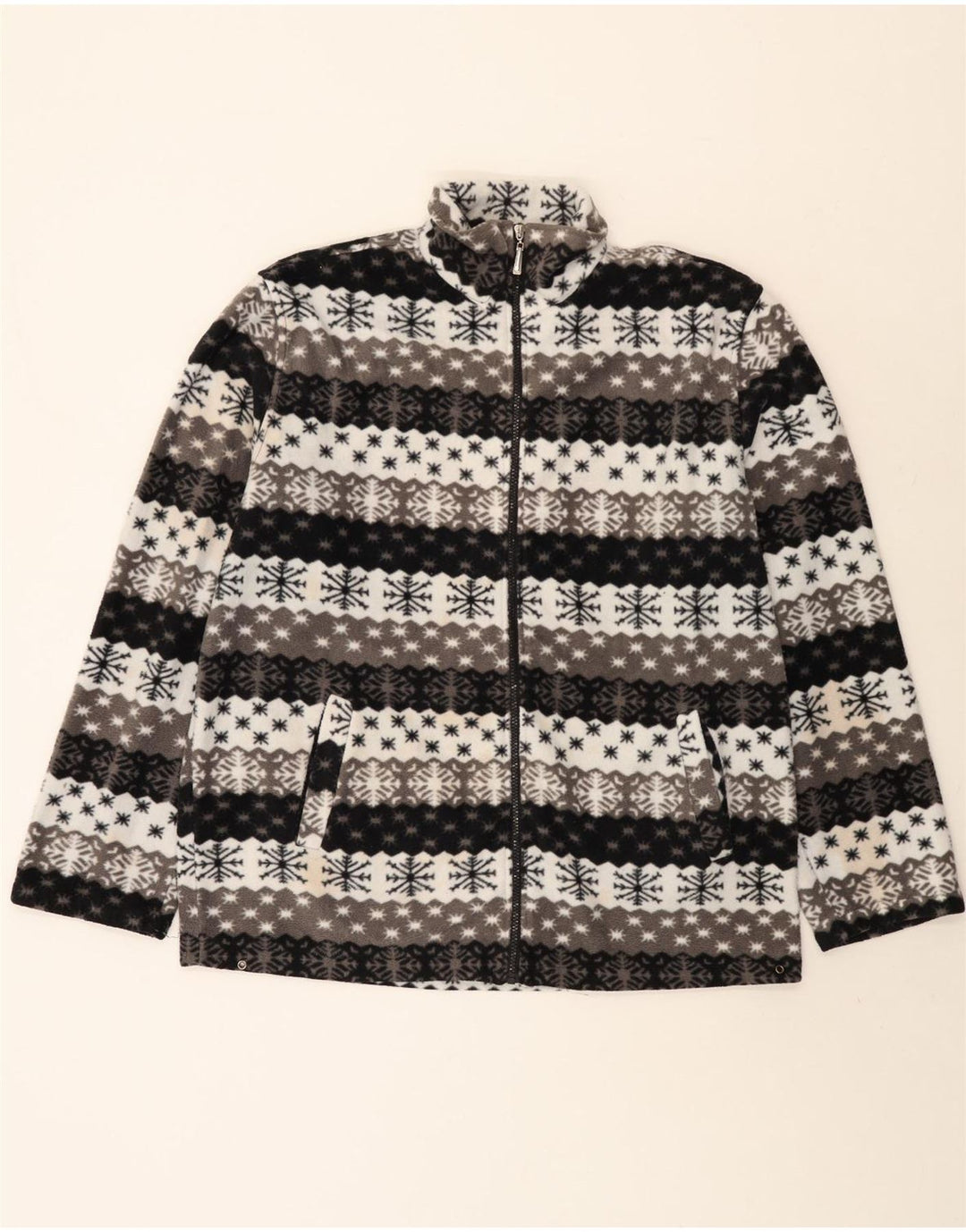 Vintage Mens Fleece Jacket UK 42 XL Multicoloured Fair Isle