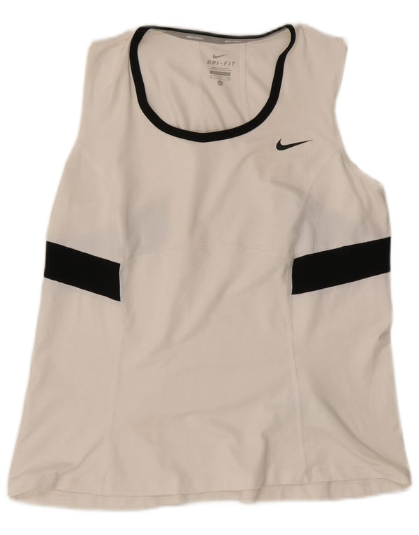 Nike Womens Dri Fit Vest Top UK 18 XL White Colourblock Polyester