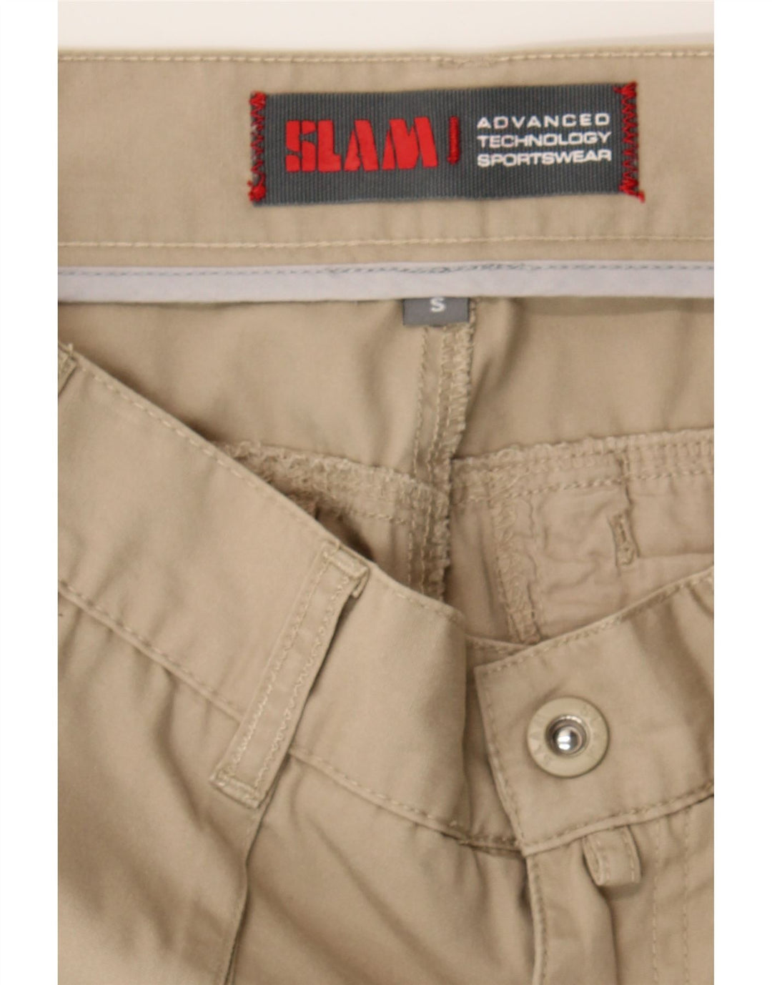 SLAM Mens Straight Cargo Trousers Small W29 L28 Beige Cotton Vintage Slam and Second-Hand Slam from Messina Hembry 