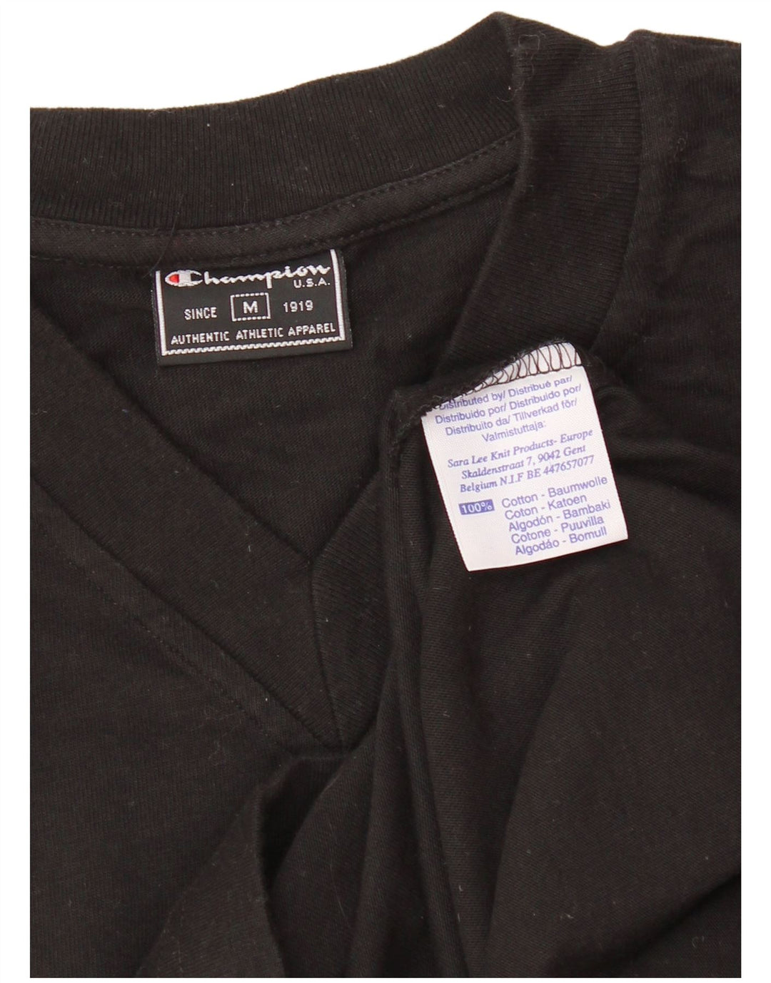 CHAMPION Mens Top Long Sleeve Medium Black Cotton