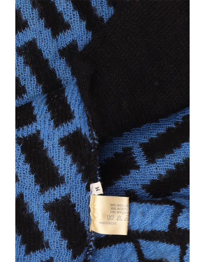 Vintage Womens Longline Oversized Cardigan Sweater UK 14 Medium Blue Check
