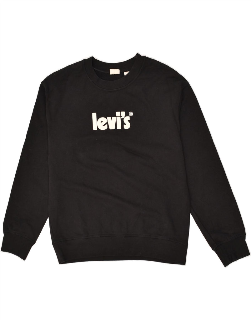 LEVI'S Womens Graphic Sweatshirt Jumper UK 10 Small Black Cotton | Vintage Levi's | Thrift | Second-Hand Levi's | Used Clothing | Messina Hembry 
