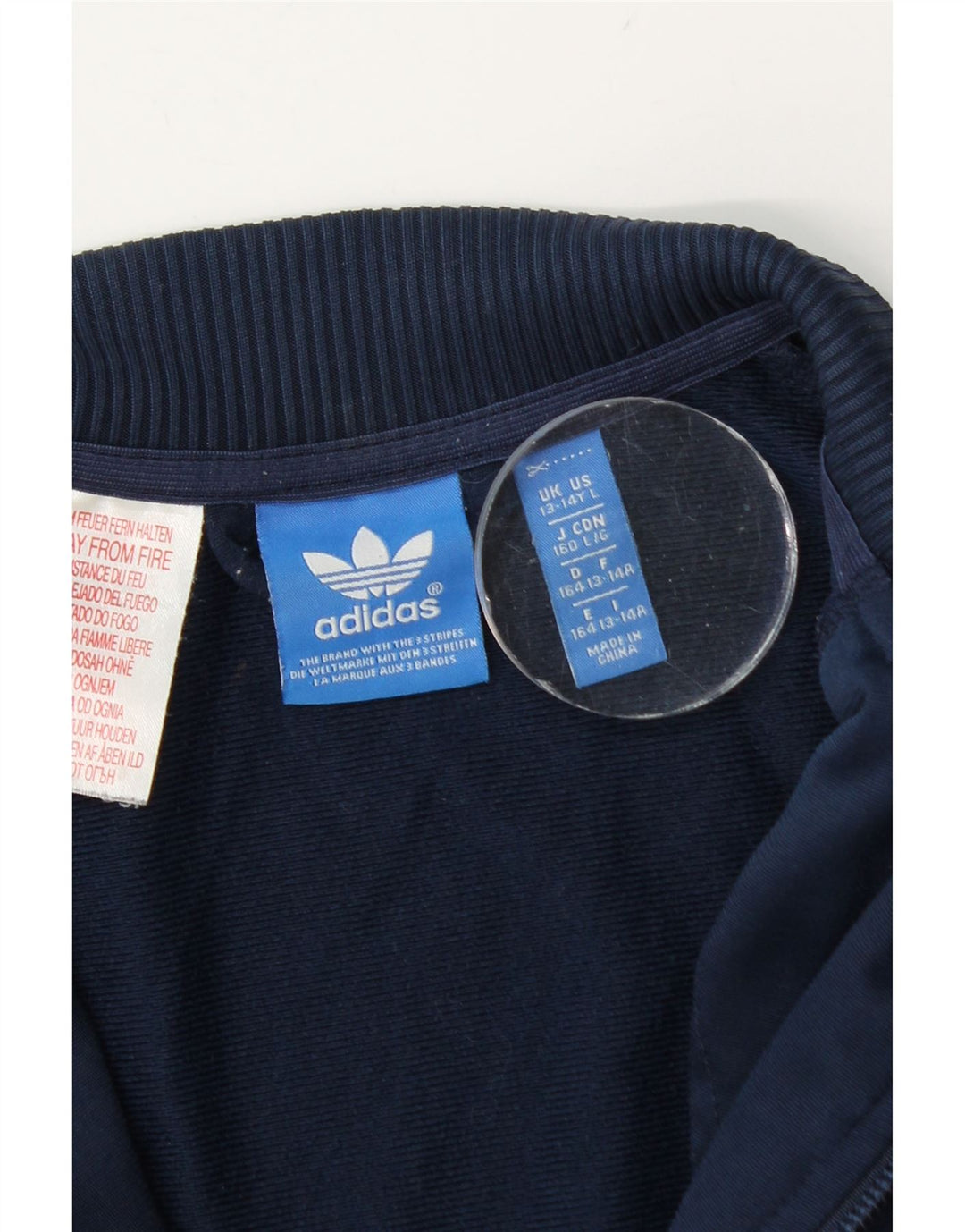 Adidas Boys Tracksuit Top Jacket 13-14 Years Navy Blue Polyester