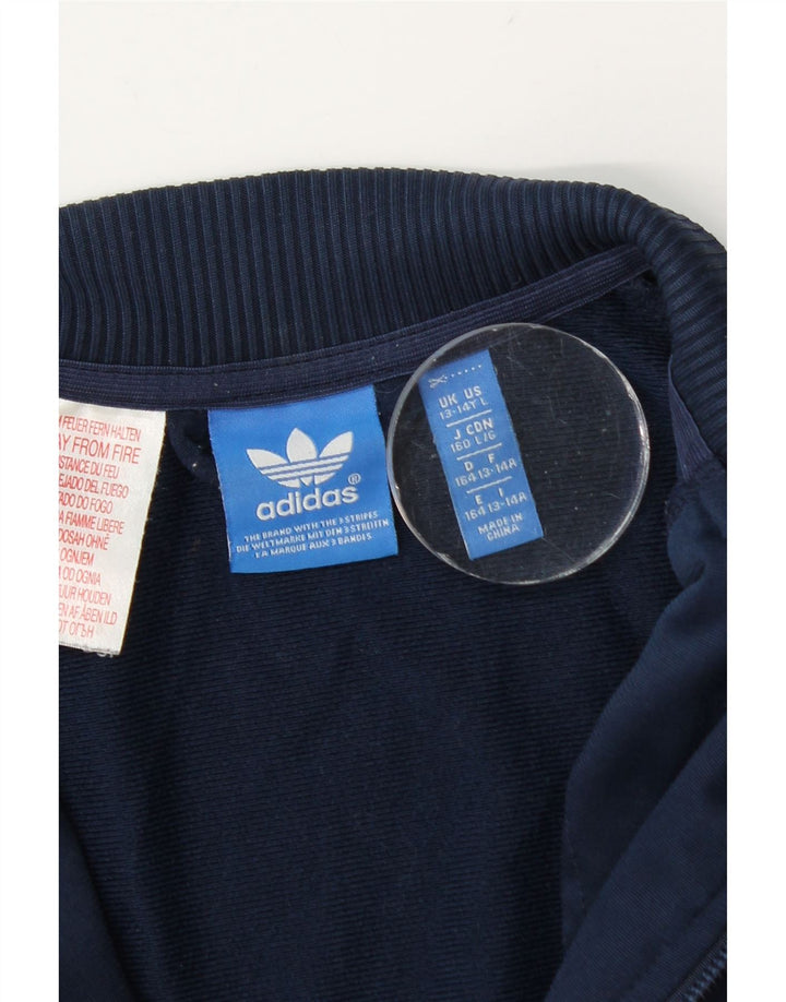 Adidas Boys Tracksuit Top Jacket 13-14 Years Navy Blue Polyester