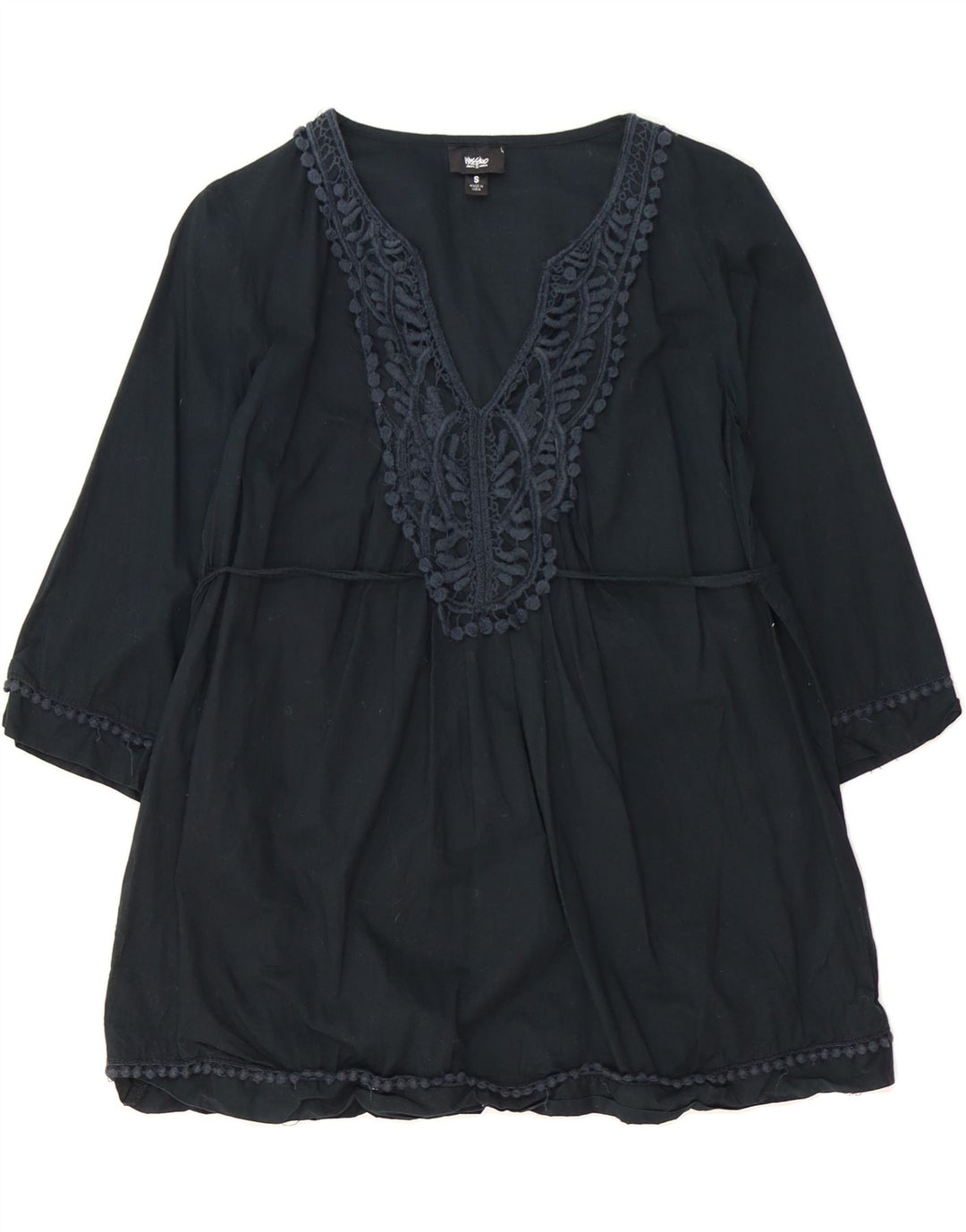 MOSSIMO Womens Long Sleeve Tunic Top UK 10 Small Black Cotton Vintage Mossimo and Second-Hand Mossimo from Messina Hembry 
