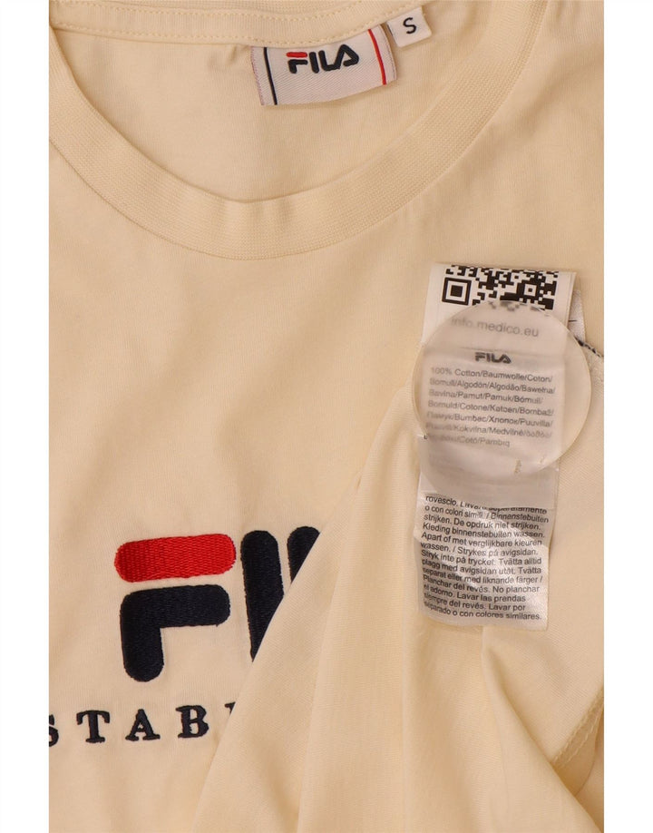 Fila Mens Graphic T-Shirt Top Small Beige Cotton