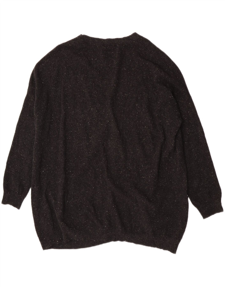 Cos Womens Oversized Cardigan Sweater UK 10 Small Black Flecked Wool