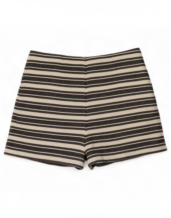 Whistles Womens High Waist Hot Pants UK 10 Small W30 Beige Striped