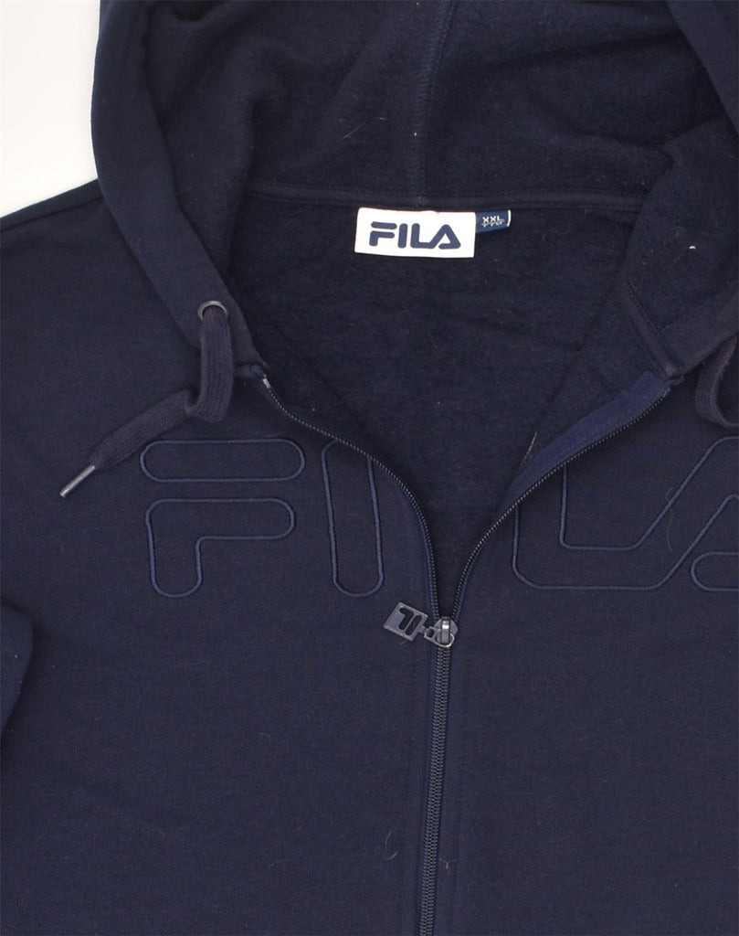 FILA Womens Zip Hoodie Sweater UK 20 2XL Navy Blue Cotton | Vintage Fila | Thrift | Second-Hand Fila | Used Clothing | Messina Hembry 