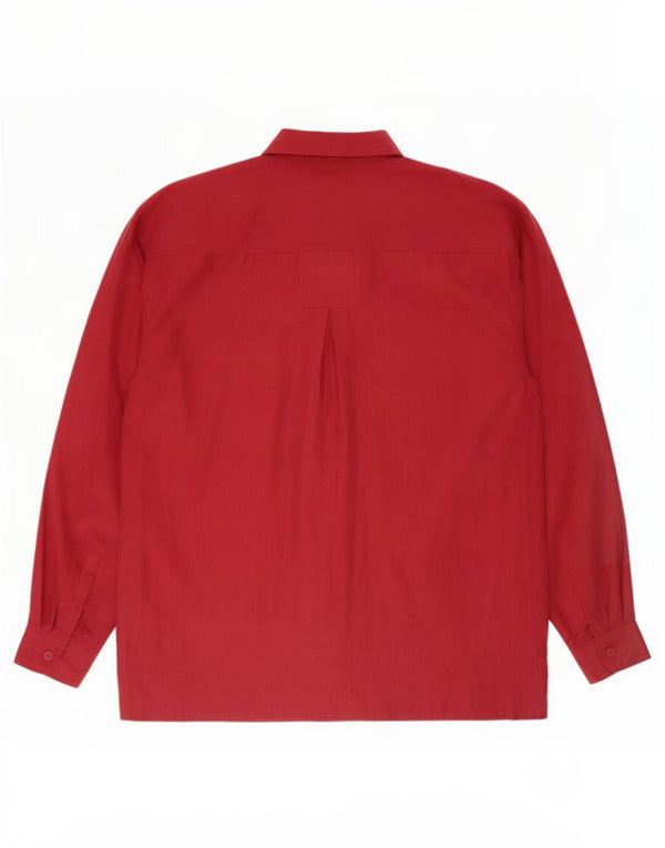 Vintage Womens Oversized Shirt UK 14 Medium Red Silk