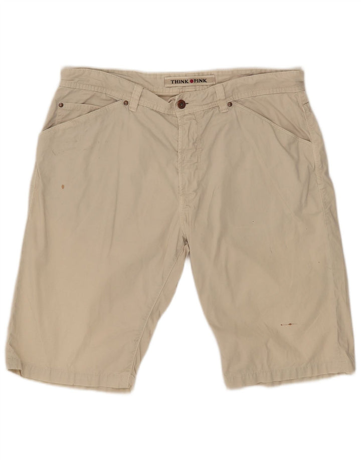 Think Pink Mens Chino Shorts W36 Large Beige