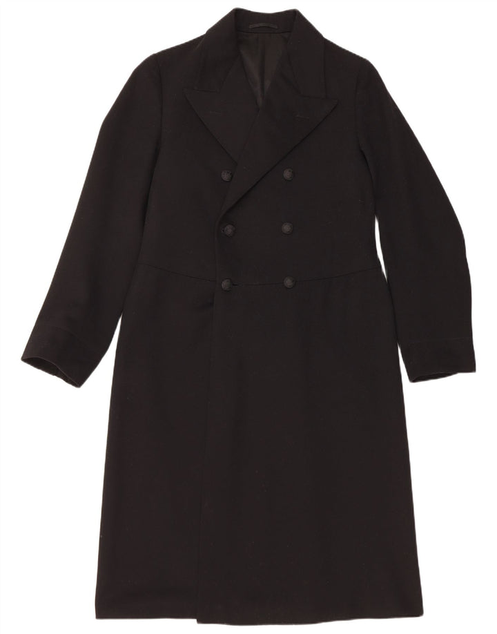 Vintage Mens Double Breasted Coat UK 34 XS Black