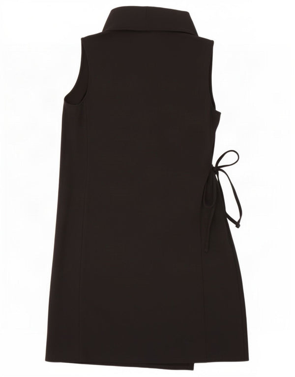 Zara Womens Sleeveless Wrap Dress UK 10 Small Black Viscose