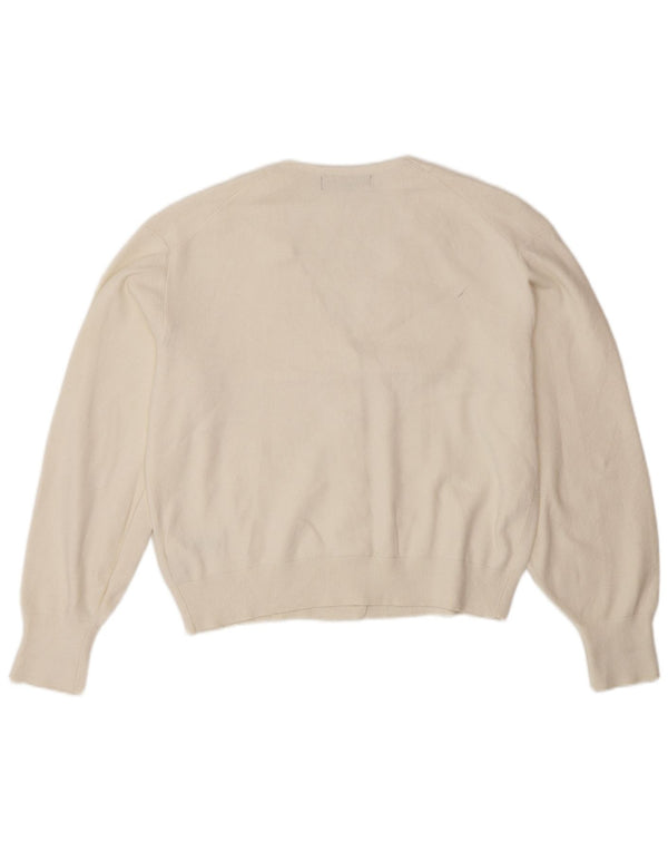 Marks & Spencer Womens Cardigan Sweater UK 14 Medium Off White Viscose