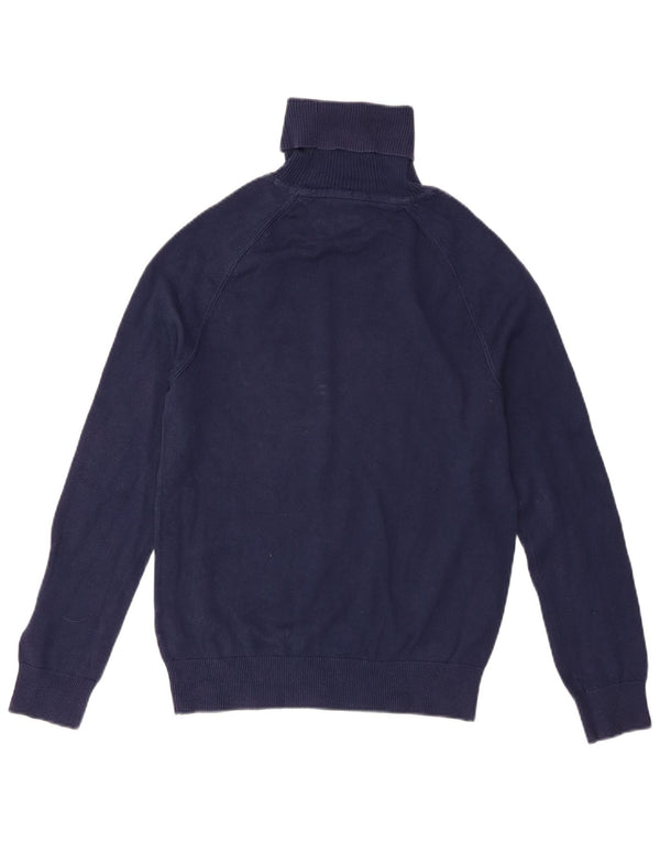 Tommy Hilfiger Womens Roll Neck Jumper Sweater UK 10 Small Navy Blue Cotton