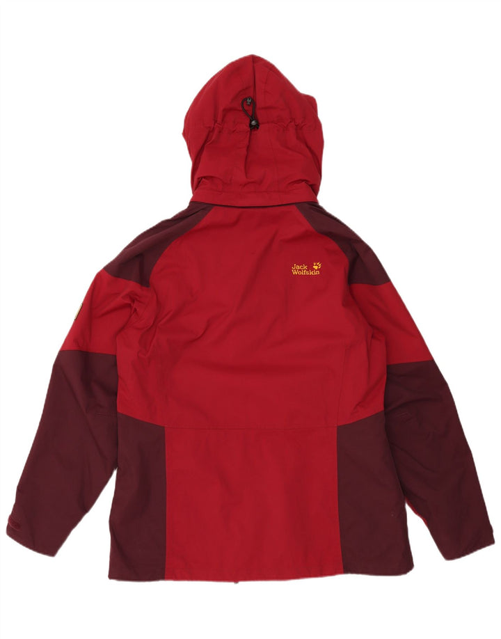 JACK WOLFSKIN Womens Windbreaker Jacket UK 12/14 Medium Red Colourblock