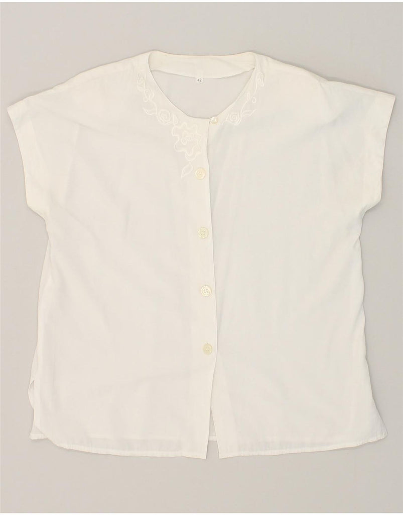 VINTAGE Womens See Through Short Sleeve Shirt Blouse EU 42 Large White | Vintage Vintage | Thrift | Second-Hand Vintage | Used Clothing | Messina Hembry 