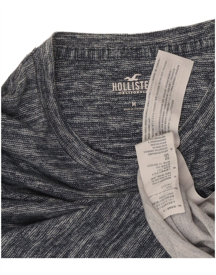 HOLLISTER Mens Graphic Top Long Sleeve Medium Blue Flecked Cotton