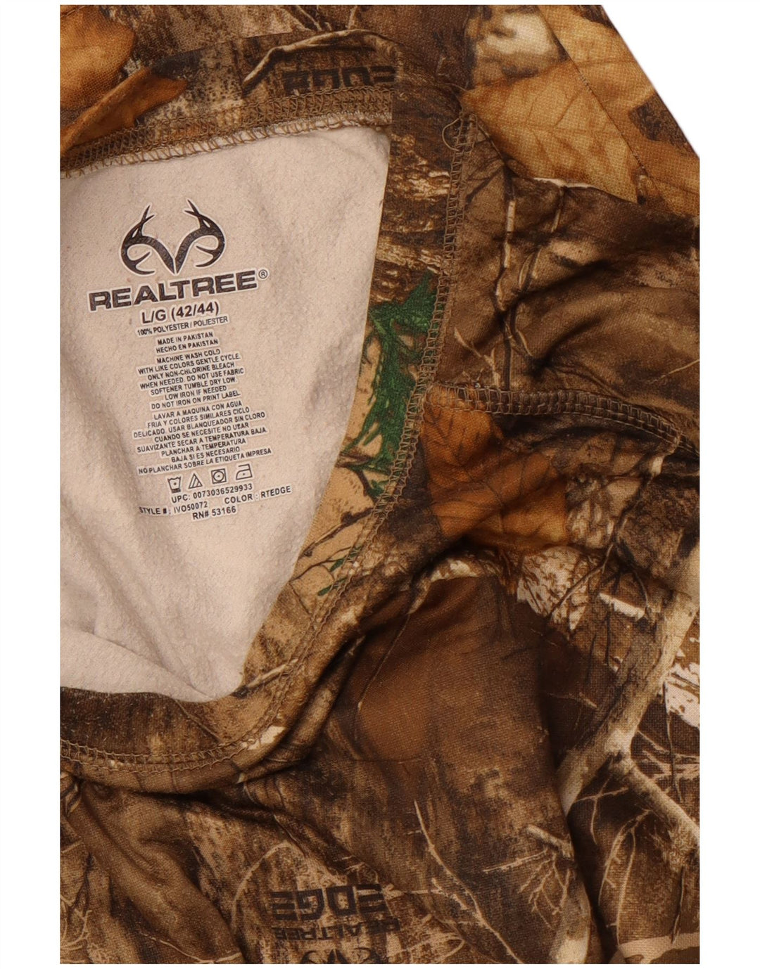 REALTREE Mens Top Long Sleeve UK 42/44 Large Brown Camouflage Polyester