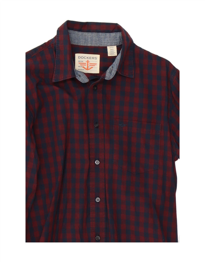 DOCKERS Mens Shirt Small Maroon Check Cotton Vintage Dockers and Second-Hand Dockers from Messina Hembry 
