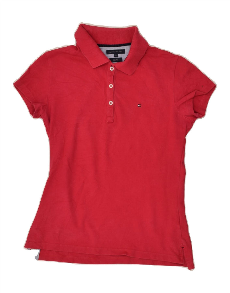 TOMMY HILFIGER Womens Slim Fit Polo Shirt UK 10 Small Pink Cotton | Vintage Tommy Hilfiger | Thrift | Second-Hand Tommy Hilfiger | Used Clothing | Messina Hembry 