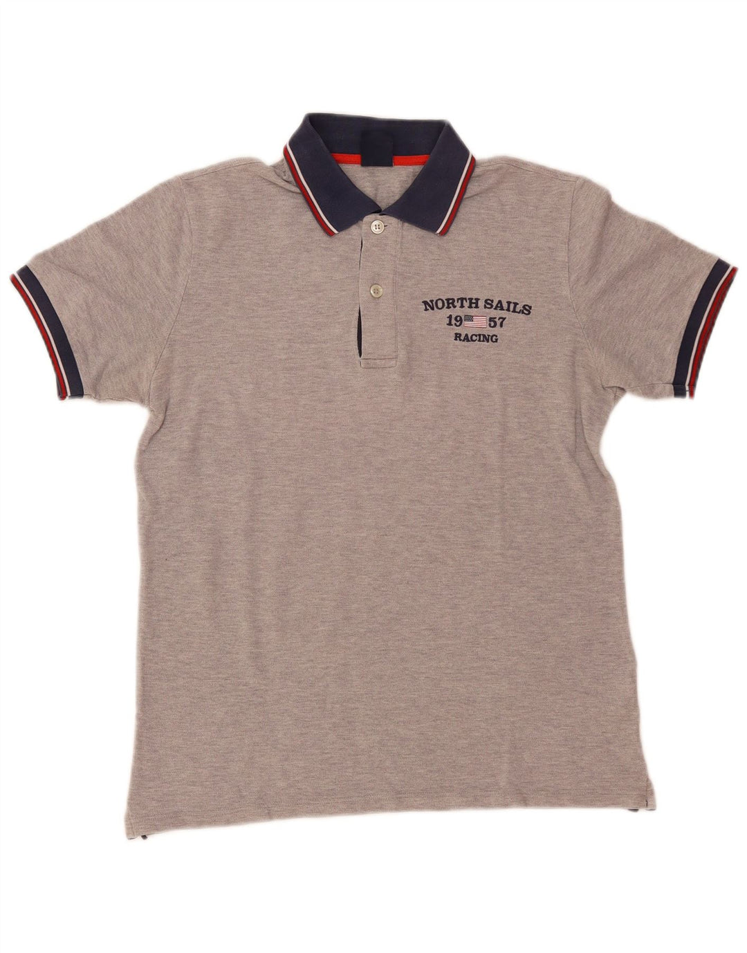 NORTH SAILS Mens Graphic Polo Shirt XS Grey Colourblock Cotton