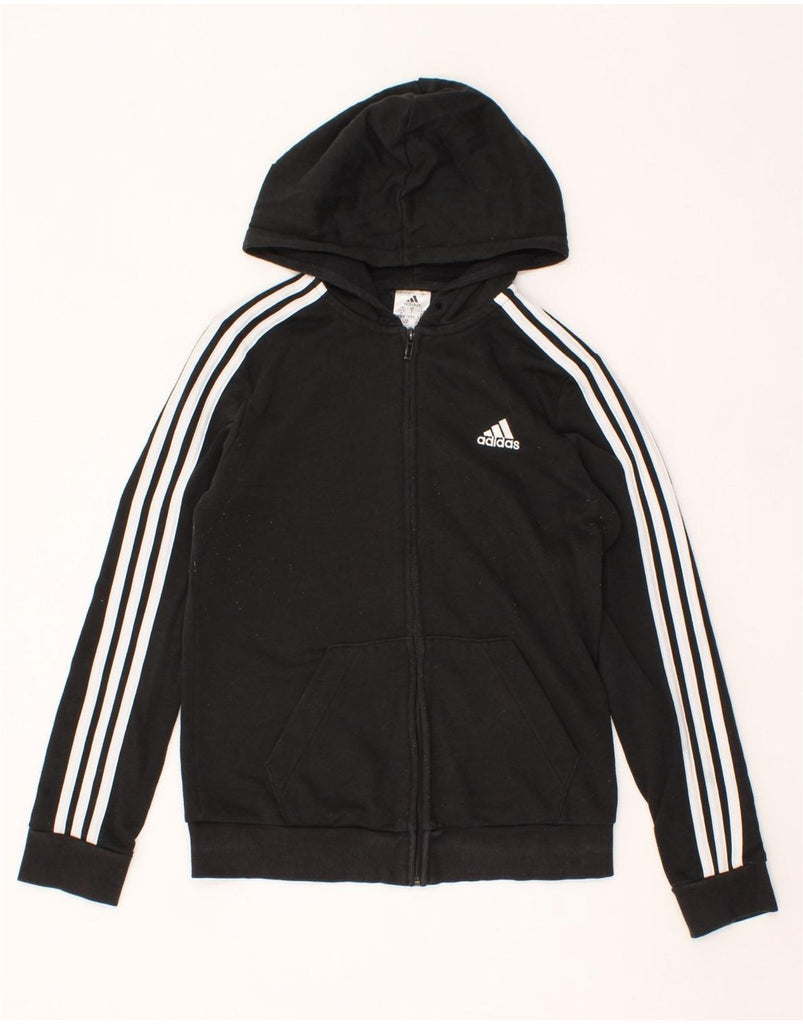 ADIDAS Womens Zip Hoodie Sweater UK 8/10 Small Black Cotton Vintage Adidas and Second-Hand Adidas from Messina Hembry 
