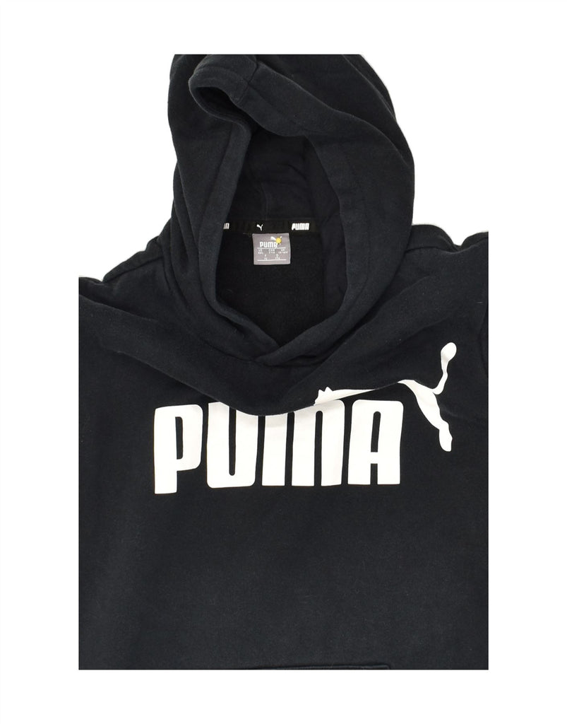 PUMA Boys Graphic Hoodie Jumper 15-16 Years Black Cotton | Vintage Puma | Thrift | Second-Hand Puma | Used Clothing | Messina Hembry 