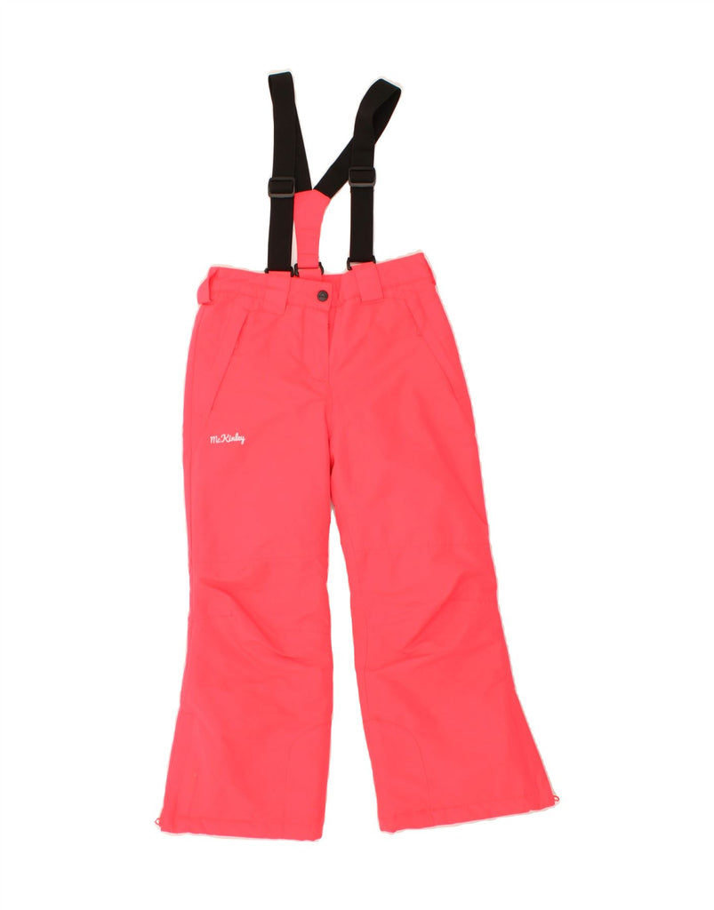 MCKINLEY Girls Dungarees Windbreaker Trousers 7-8 Years Pink Polyester | Vintage McKinley | Thrift | Second-Hand McKinley | Used Clothing | Messina Hembry 