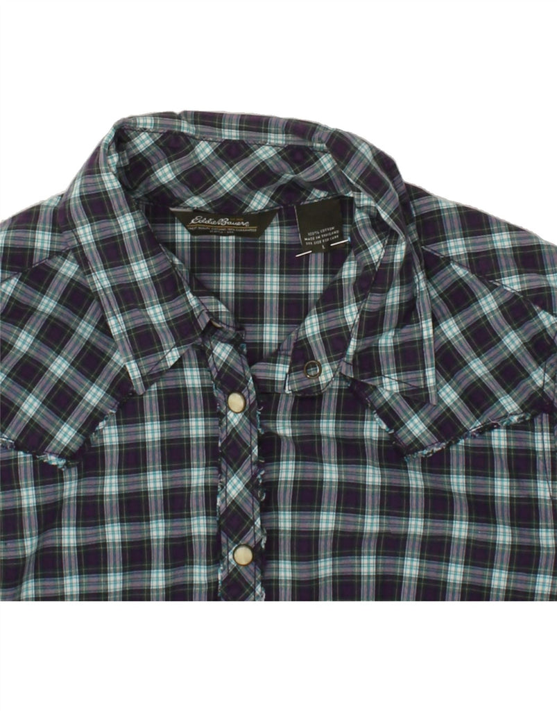 EDDIE BAUER Womens Shirt UK 16 Large Purple Check Cotton Vintage Eddie Bauer and Second-Hand Eddie Bauer from Messina Hembry 
