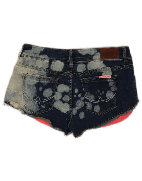 Superdry Womens Acid Wash Denim Hot Pants W26 Small Blue Tie Dye Cotton