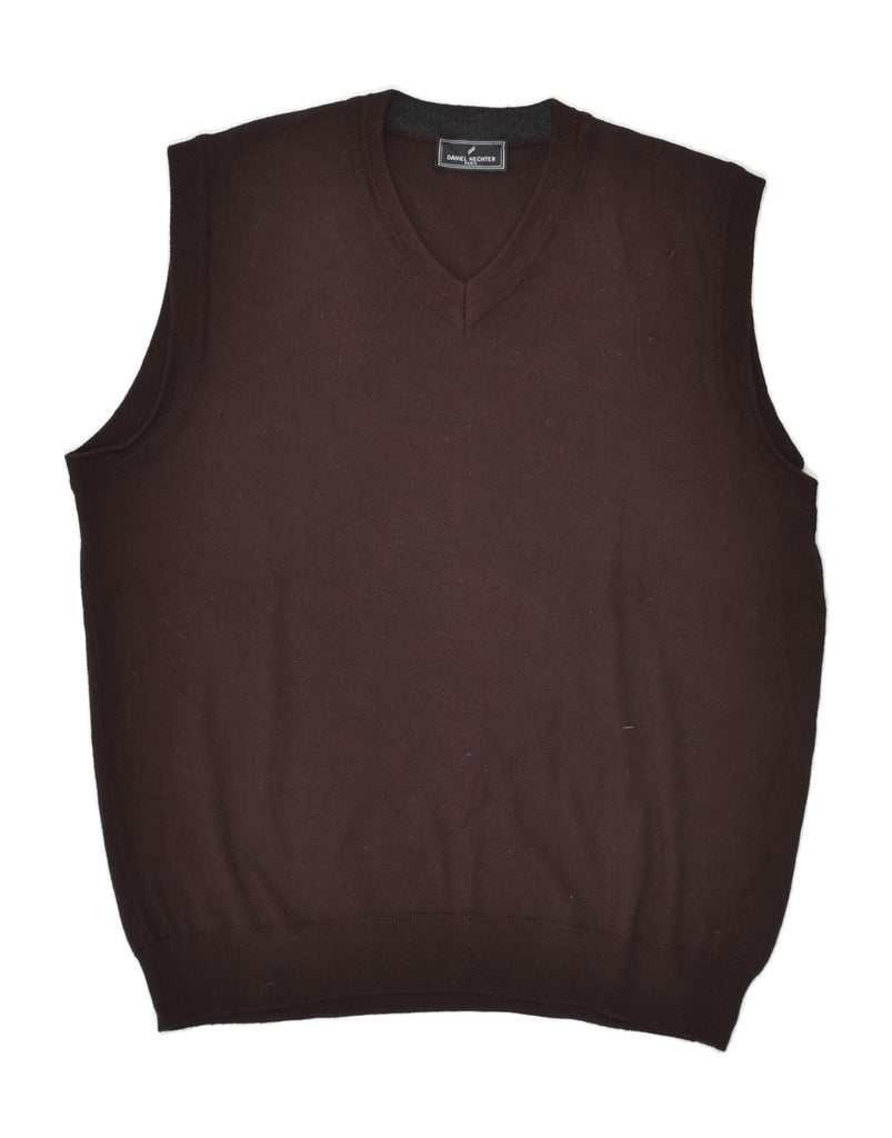 DANIEL HECHTER Mens Vest Tank Top Medium Brown Acrylic | Vintage Daniel Hechter | Thrift | Second-Hand Daniel Hechter | Used Clothing | Messina Hembry 