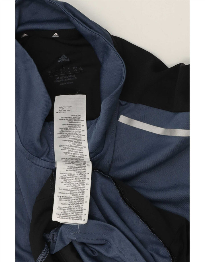 Adidas Mens Aeroready Pullover Tracksuit Top Large Navy Blue Colourblock